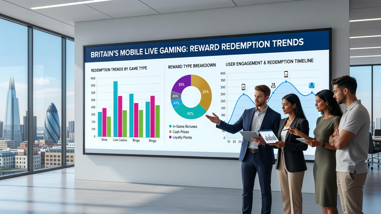 Chart displaying redemption trend data for mobile live gaming users in Britain